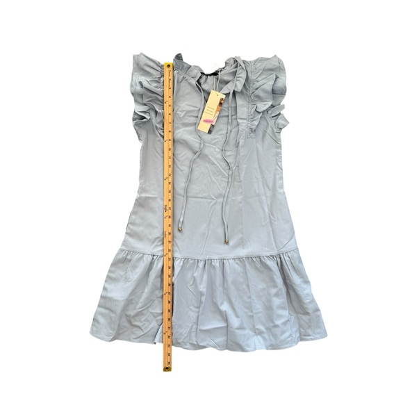 NWT Dokotoo Baby Blue Babydoll Ruffle Sleeve Drawstring V-neck Swing Dress Small - Picture 9 of 13